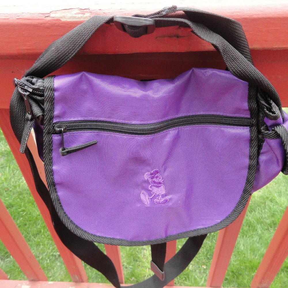 Disney Embroidered Mickey Mouse Purple Cross body over shoulder Bag,